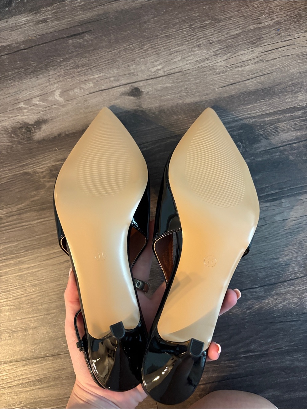 Black Patent Slingback Pointed-Toe Kitten Heels - Picture 3 of 3